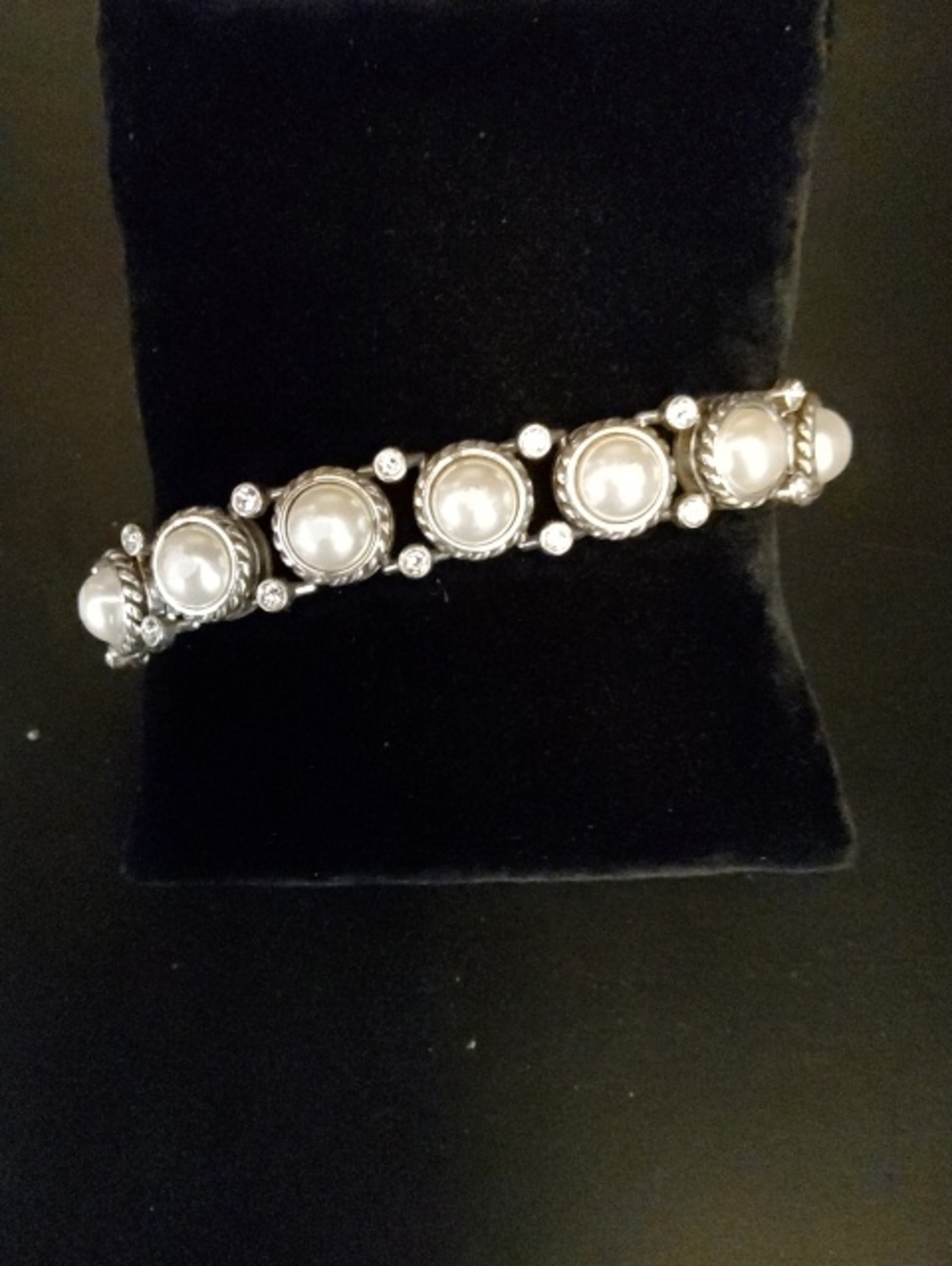 Brighton Silver-Tone Pearl and Crystal Bracelet - White Pearls
